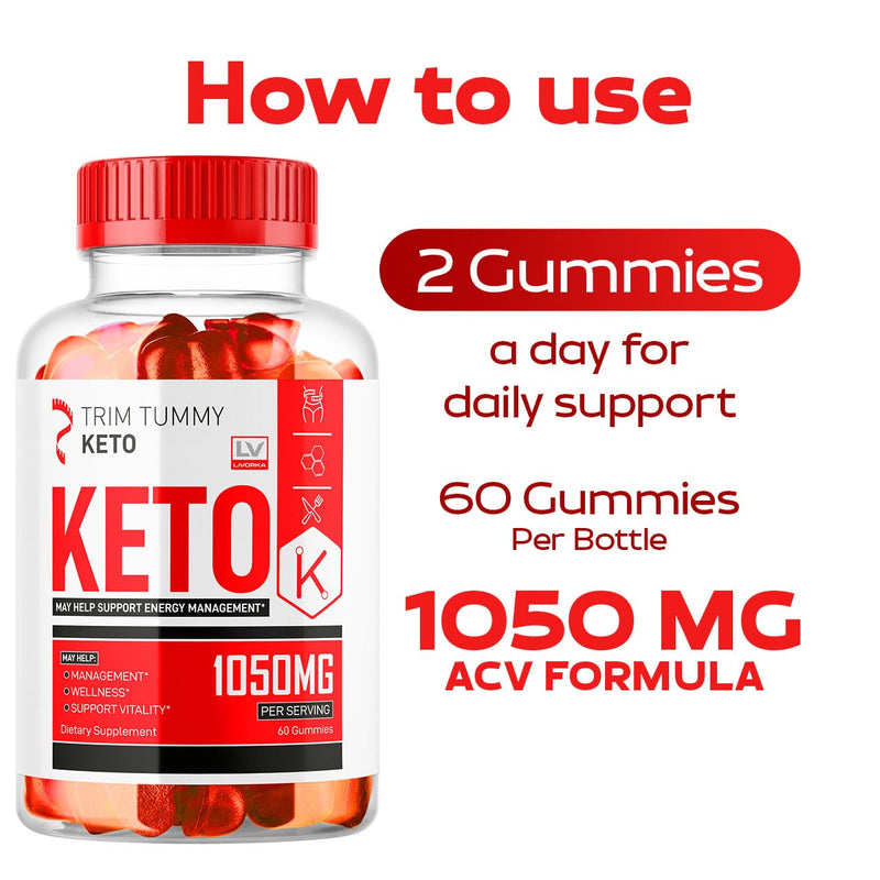 2 Pack Trim Tummy Keto ACV Gummies 1050MG | Keto Apple Cider Vinegar