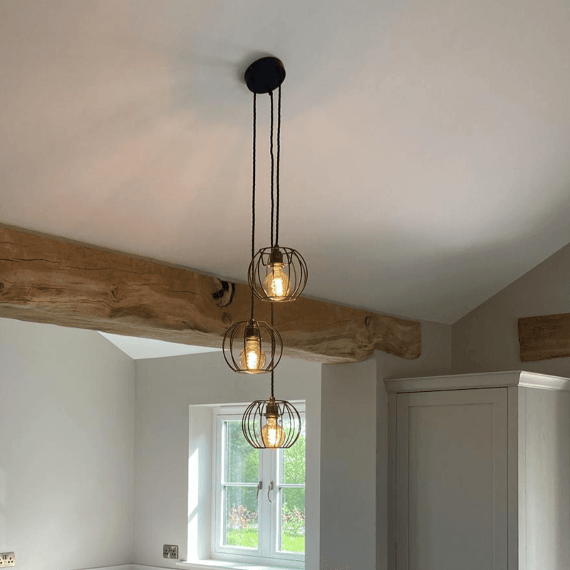 Triple Cluster Pendant Light Pumpkin Cages