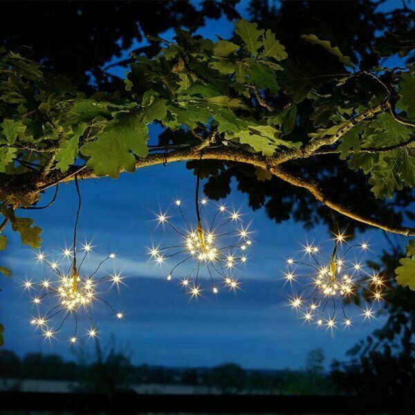 Triple Starburst Solar String Lights 150 Warm White LEDs 3.8m