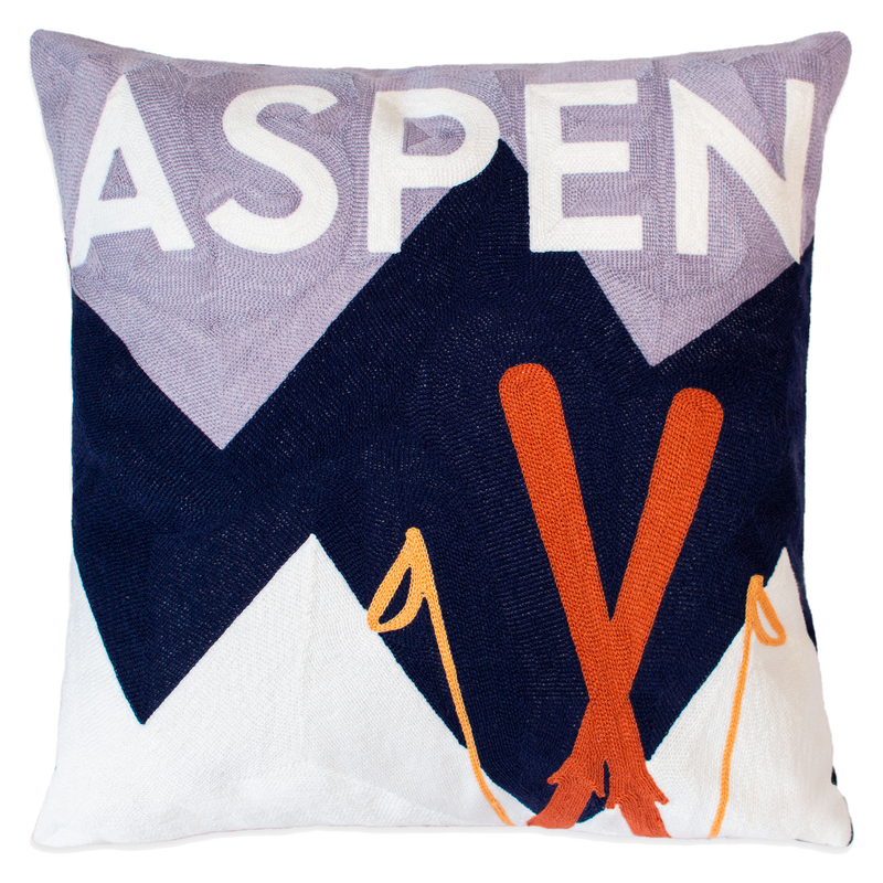 Aspen - Needlepoint Travel Inspired Pillow