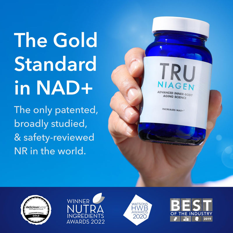TRU NIAGEN NAD+ Supplement | Niagen NR for Cellular Energy, Brain & Muscle Health | 60 Servings | 2 Bottles