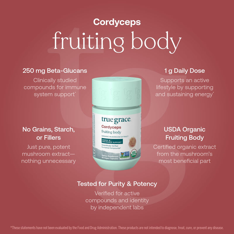 True Grace Cordyceps - Organic Mushroom Energy & Endurance (60 Capsules)