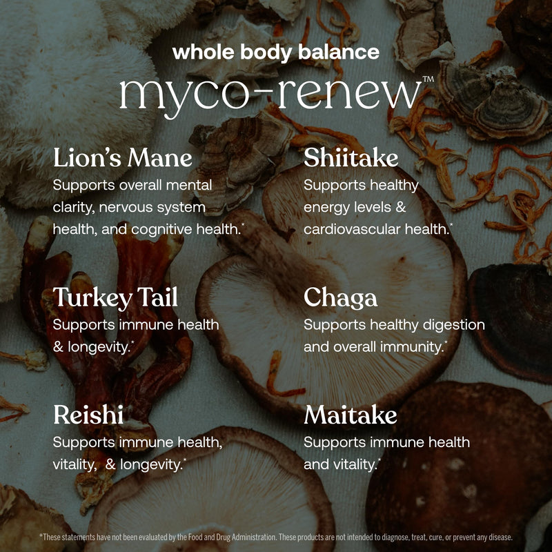 True Grace Mushroom Myco-Renew Blend - Organic Immune Support, 60 Count Capsules