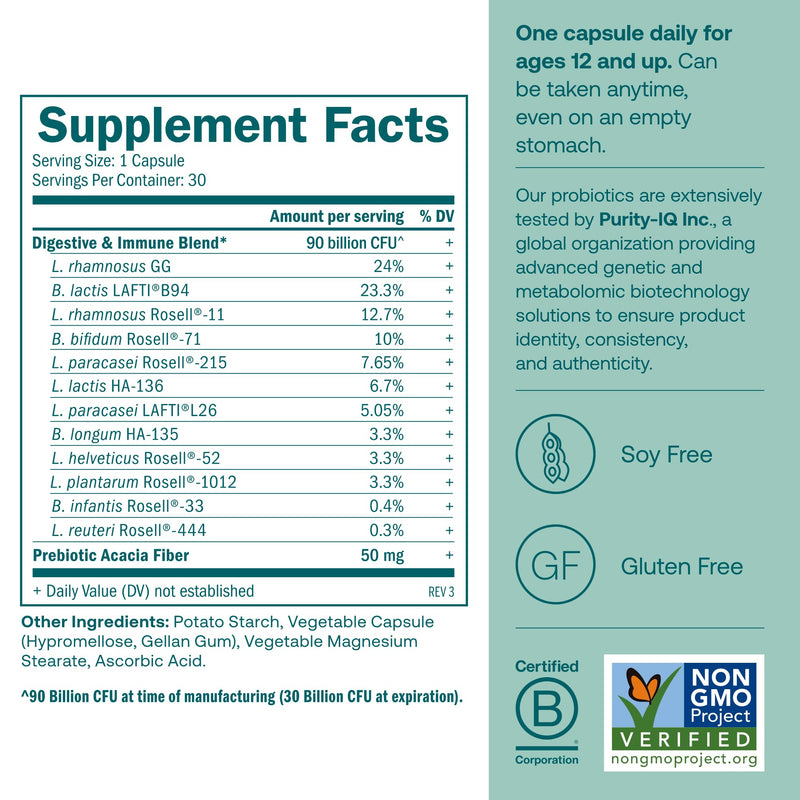 True Grace One Daily Probiotic – 30 Veg Capsules, 90B CFU, Gut & Immune Support