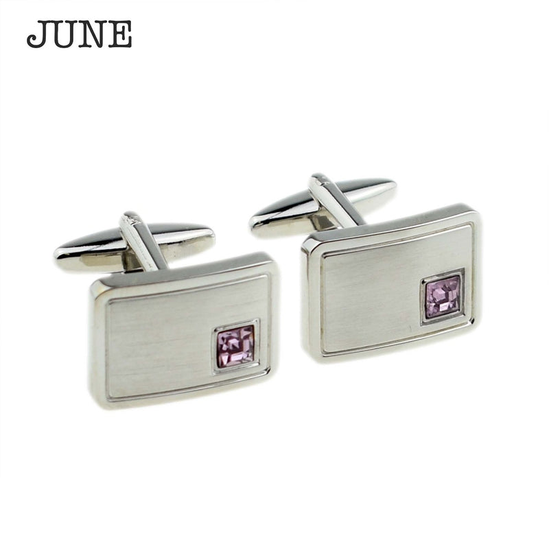 Personalised Rhodium Plated Birthstone Crystal Cufflink Set