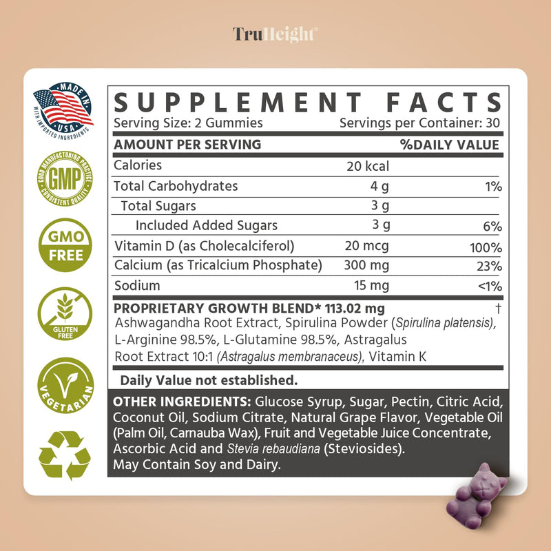 TruHeight Growth Gummies (Grape) – Natural Growth Support for Kids & Teens