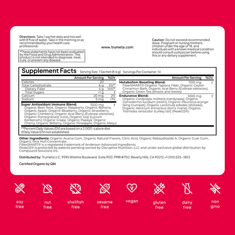 TRUMETA Superfood Reds Powder Packs – Immune Support & Memory