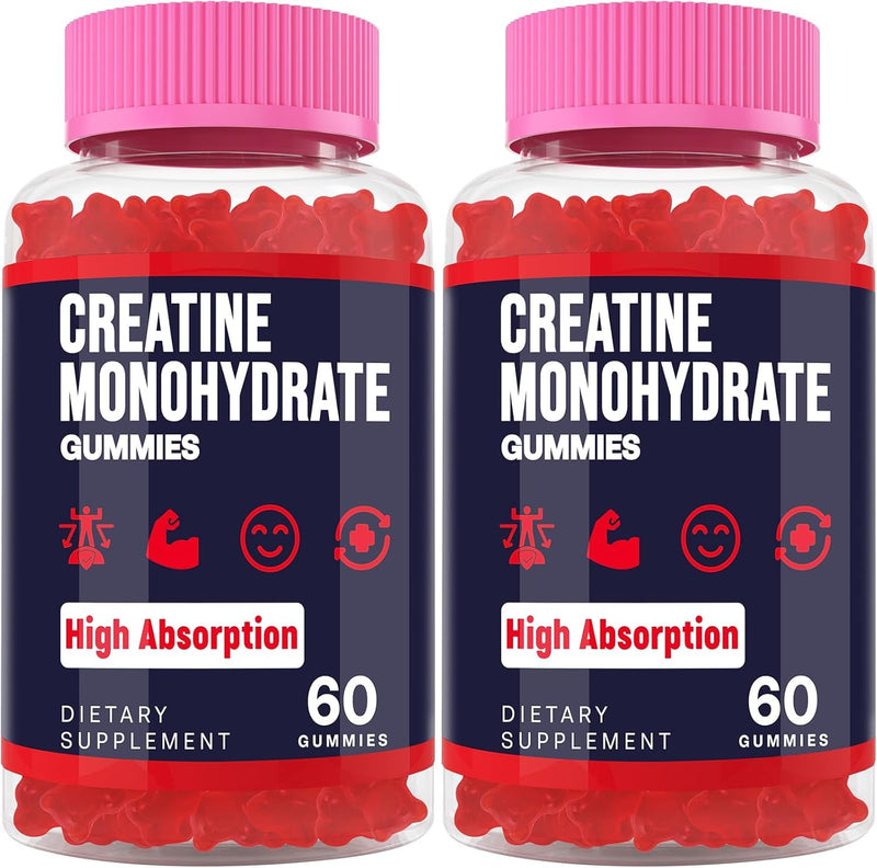 Trupretty Creatine Monohydrate Gummies – Vegan Organic, Taurine & B6, 2 Bottles
