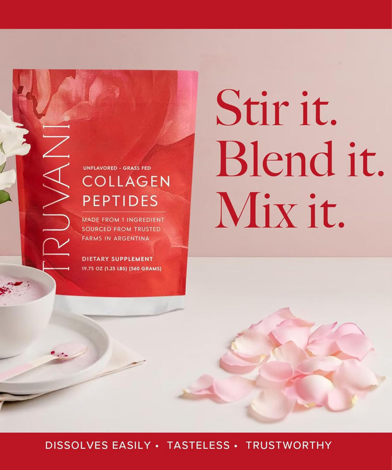 Truvani Hydrolyzed Collagen Peptides – Unflavored, 28 Servings, 20g Grass-Fed Collagen | Dairy & Gluten Free