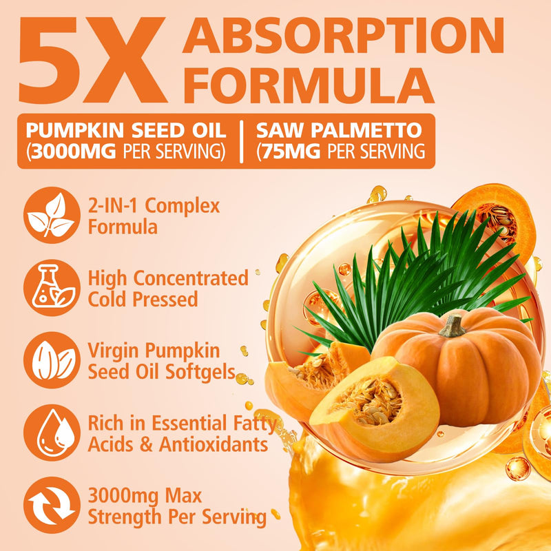 TTGUMMYAMAL Pumpkin Seed Oil with Saw Palmetto – Organic Cold-Pressed Softgels (300)