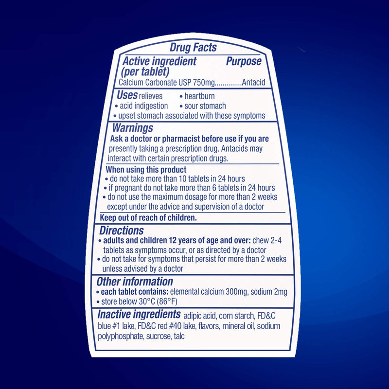 TUMS EX Assorted Berries – 8 Count (Pack of 12) | Fast-Acting Heartburn Relief