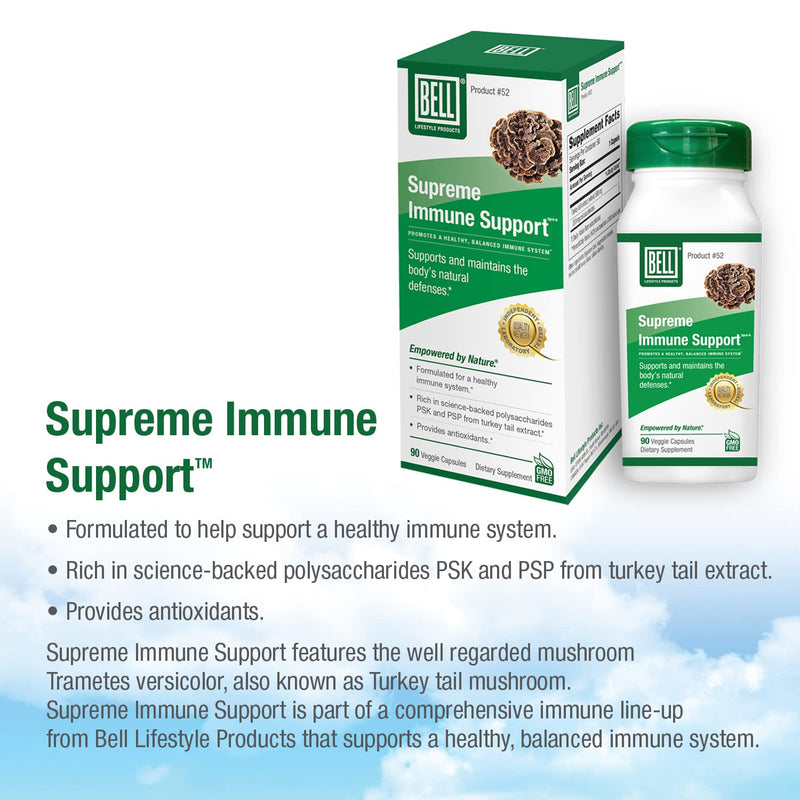 Bell Supreme Immune Support™ Mushroom Supplement - Turkey Tail Blend for Immune Support | 90 Capsules