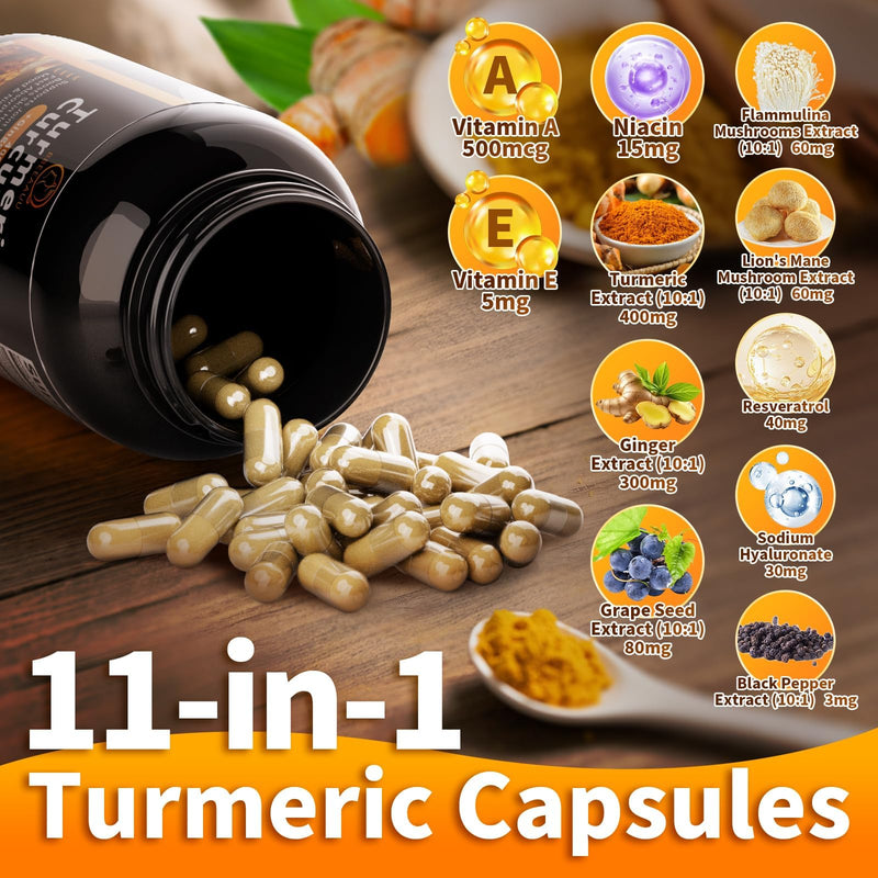 Turmeric Curcumin Supplement – 11-in-1 with Black Pepper | 95% Curcuminoids