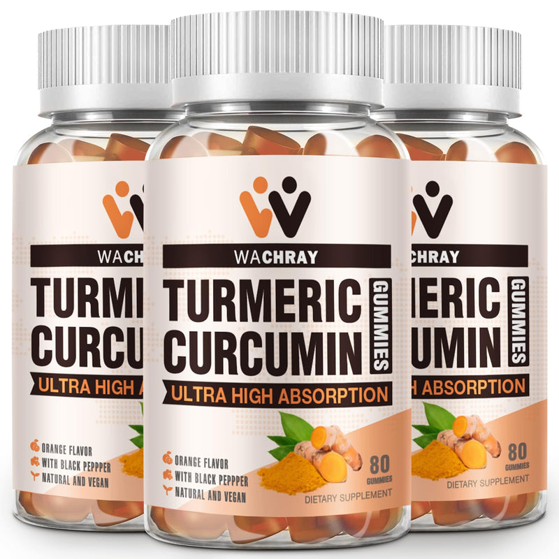 Turmeric Curcumin Gummies with Ginger & Black Pepper – 3 Pack (Vegan, Organic, Gelatin-Free)