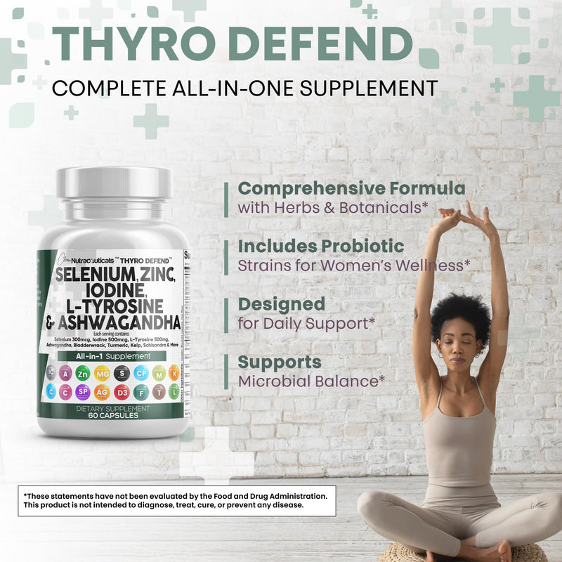 Clean Nutra Thyroid Support: Selenium, Iodine & Zinc | L-Tyrosine, Ashwagandha