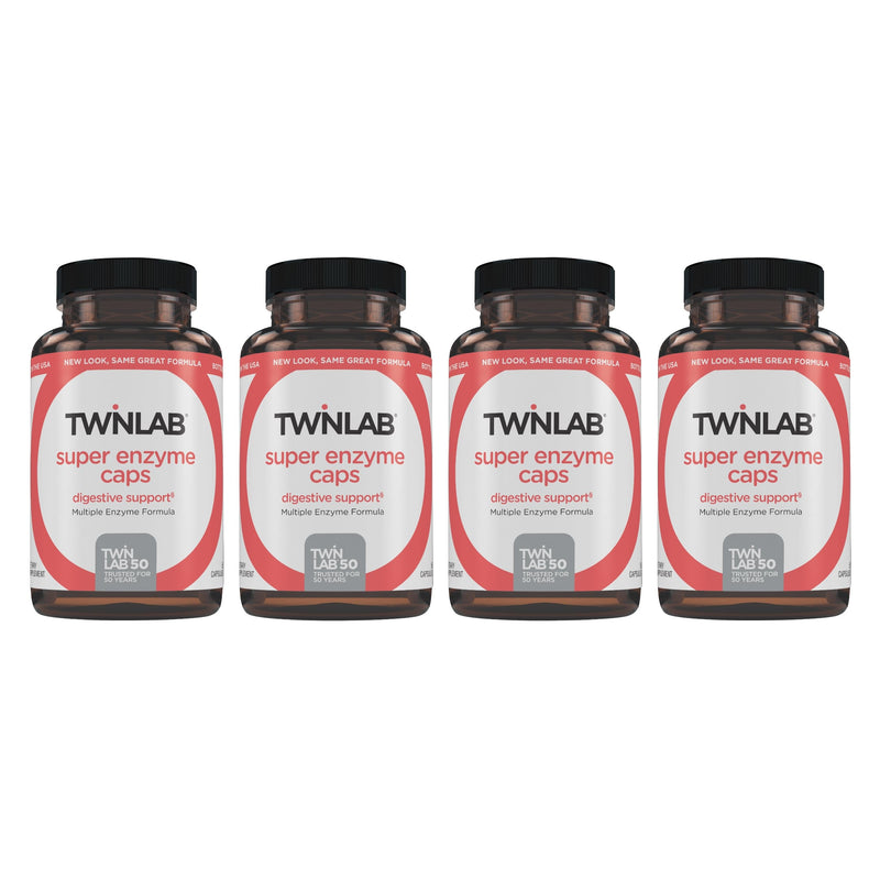 Twinlab Super Enzyme Caps – Digestive Enzymes for Constipation, 50 Caps (4-Pack)