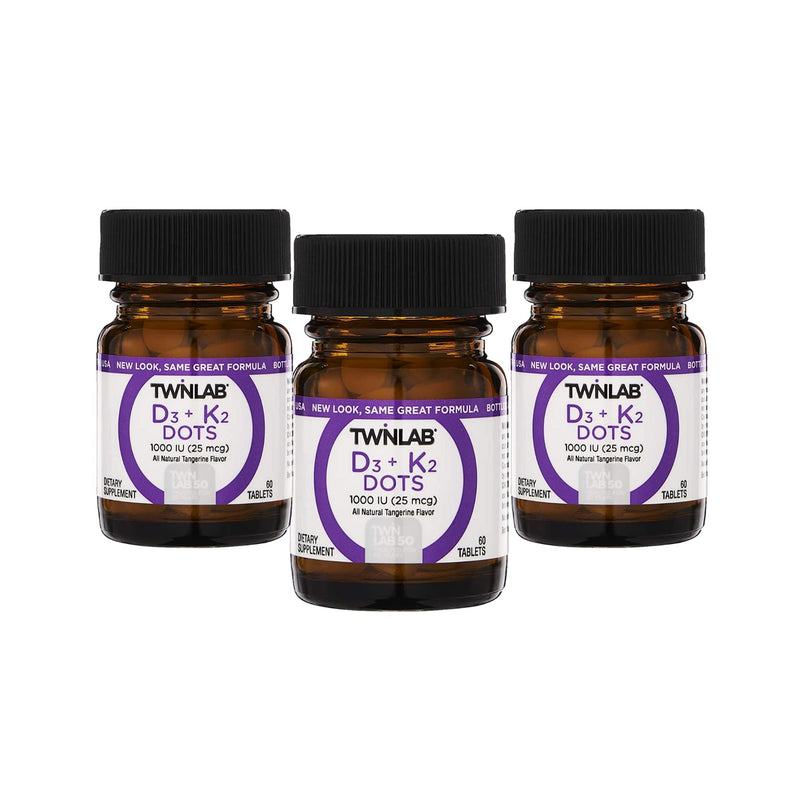 Twinlab Vit D3 1000 IU & K2 Dots, 3 Pack - Vitamin D3 + K2