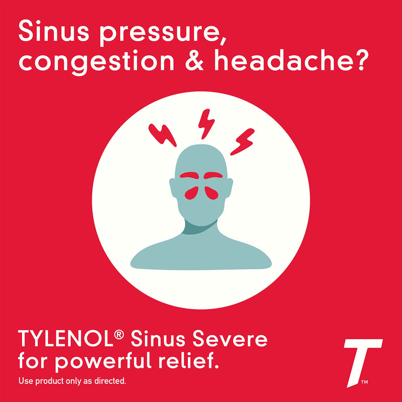 Tylenol Sinus Severe Daytime Caplets – Non-Drowsy Relief, 50 Travel Packs