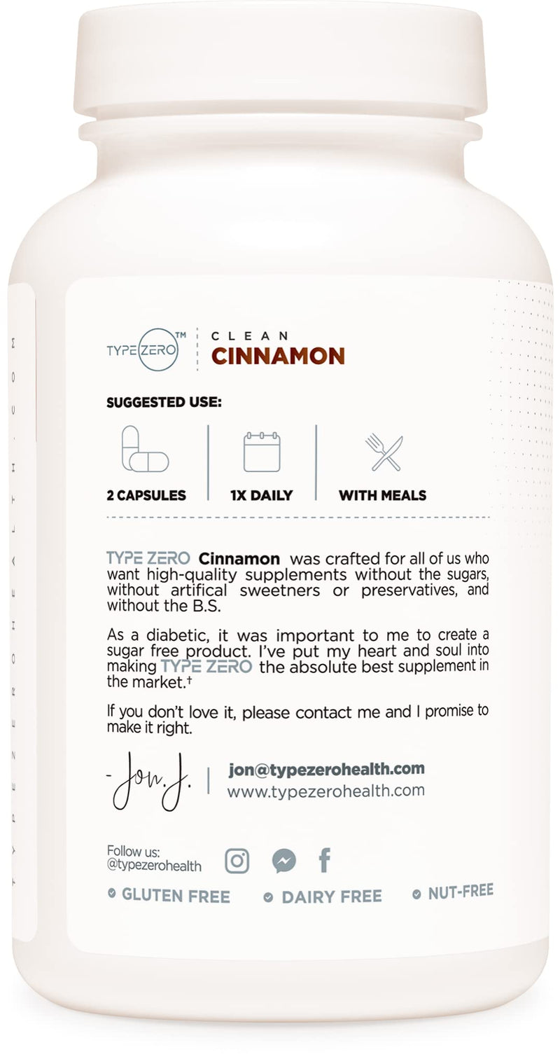 Type Zero Ceylon Cinnamon Capsules 1200mg | 120 Capsules - Natural Non-GMO Gluten Free Organic Cinnamon Bark Supplement (Pack of 2)