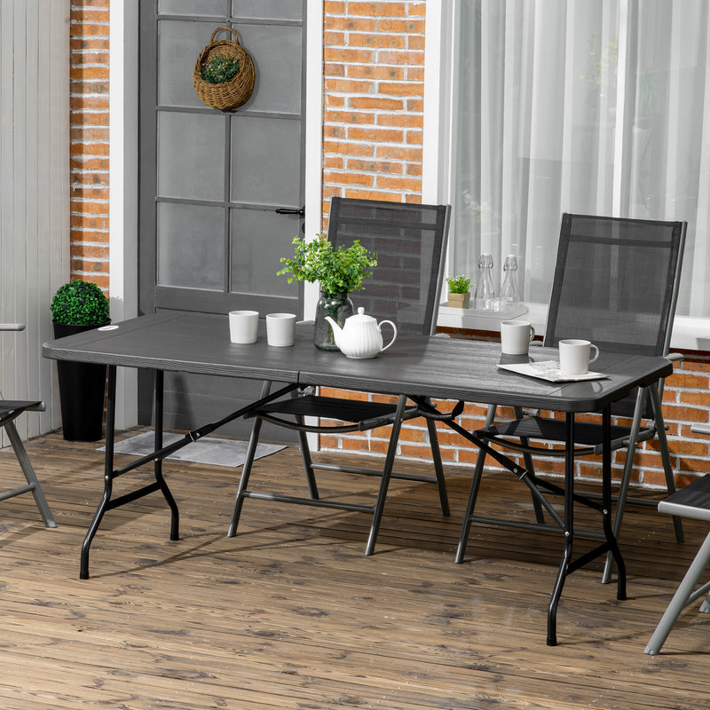 Outsunny Outdoor Dining Table for 6, Folding Garden Dining Table