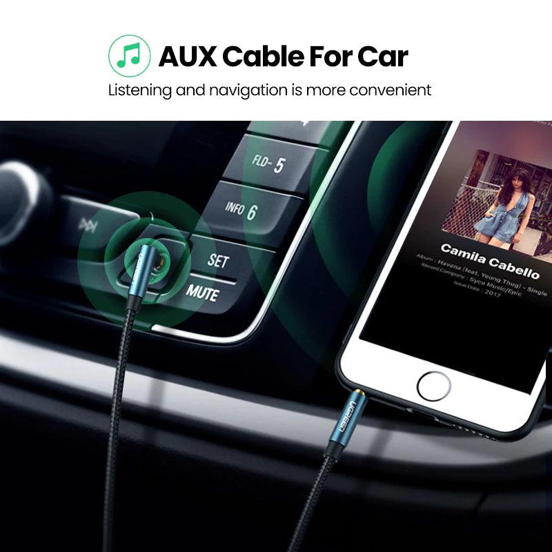 UGREEN 3.5mm Right Angle Audio Aux Cable Braided Male to Female