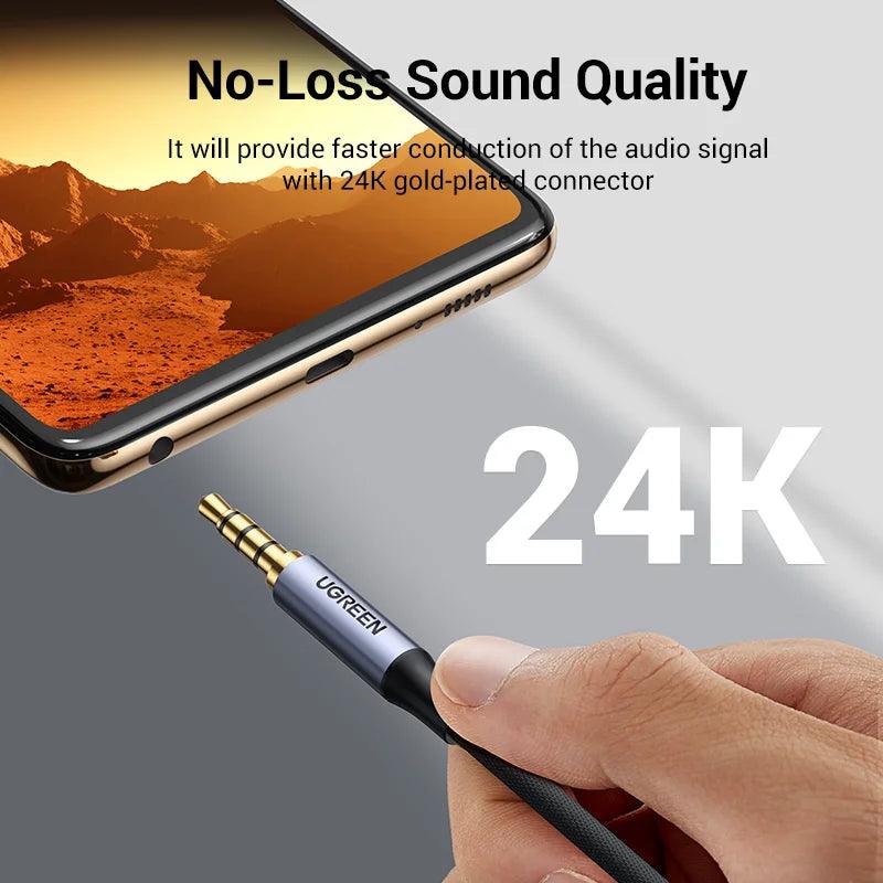 UGREEN 3.5mm Audio Aux Cable Mic 4-Pole TRRS Male to Male Stereo Jack