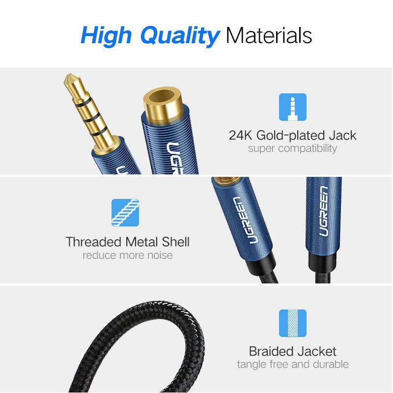UGREEN 3.5mm Extension Audio Cable Mic 4-Pole Male to Female