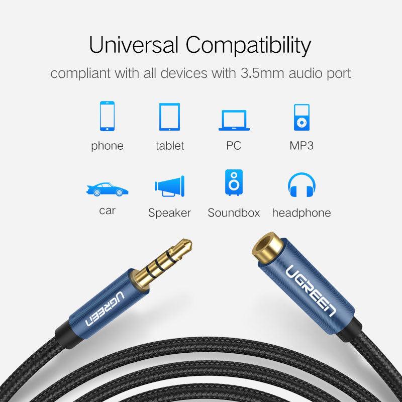 UGREEN 3.5mm Extension Audio Cable Mic 4-Pole Male to Female
