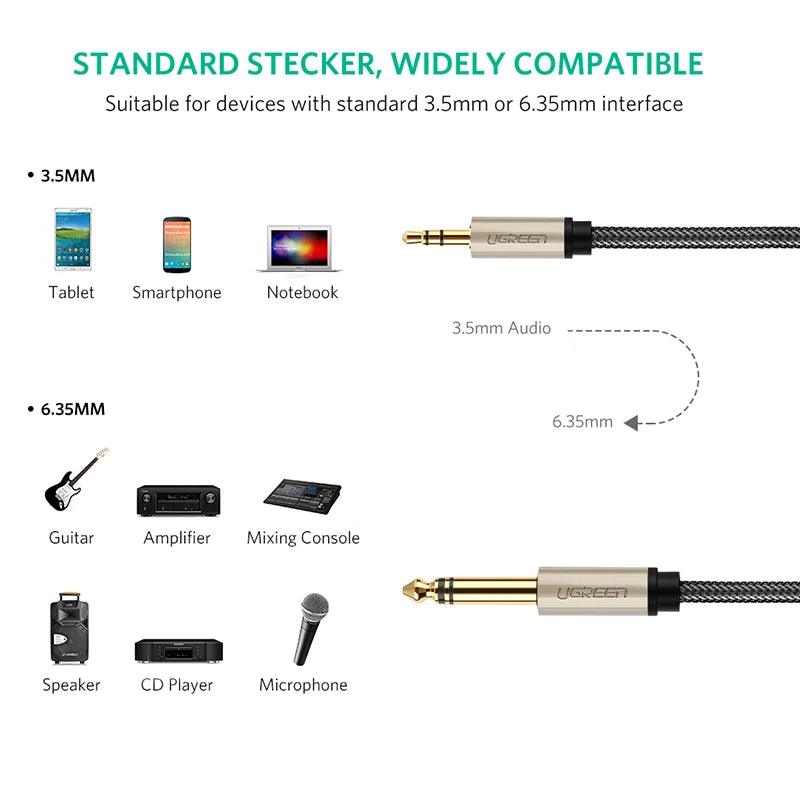 UGREEN 6.35mm to 3.5mm, 1/4 inch to 1/8 Aux Audio Cable