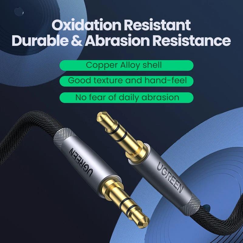 UGREEN HiFi 3.5mm Audio Aux Cable Silver-Plated Male to Male Stereo Jack
