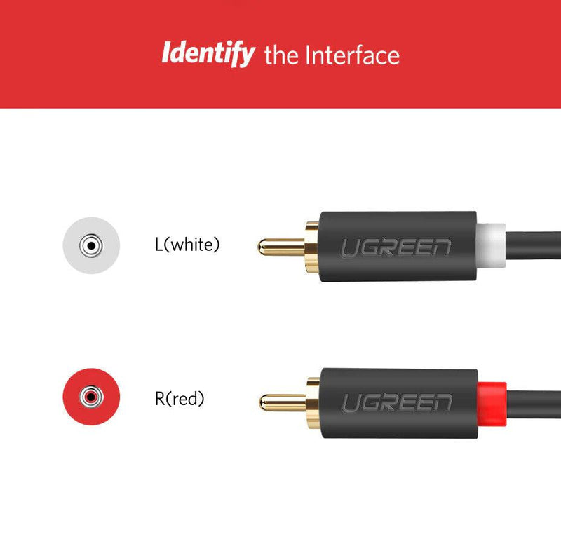 UGREEN RCA Audio Cable 2RCA to 2RCA Male Stereo Audio Twin Phono