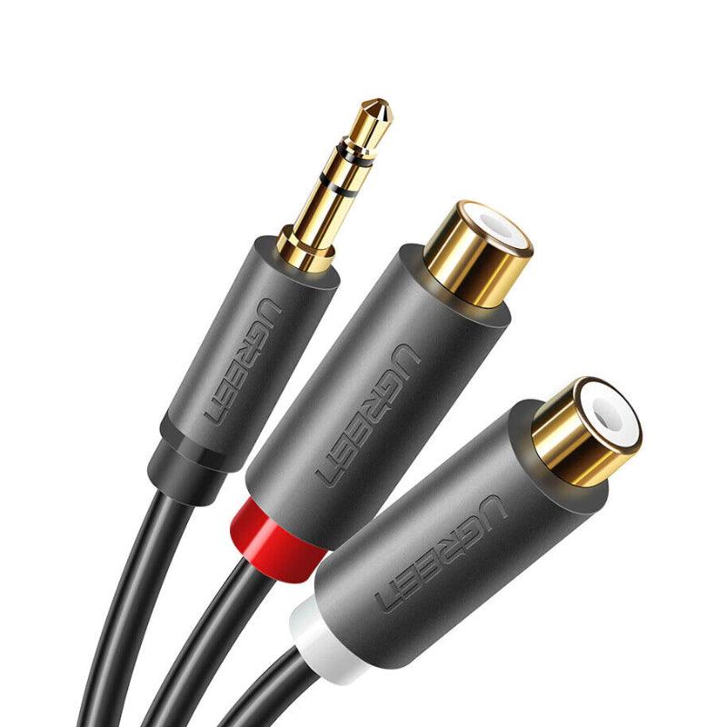 UGREEN RCA Cable 2RCA Female to 3.5mm Male Adapter Phono Stereo Audio Cable - 20cm