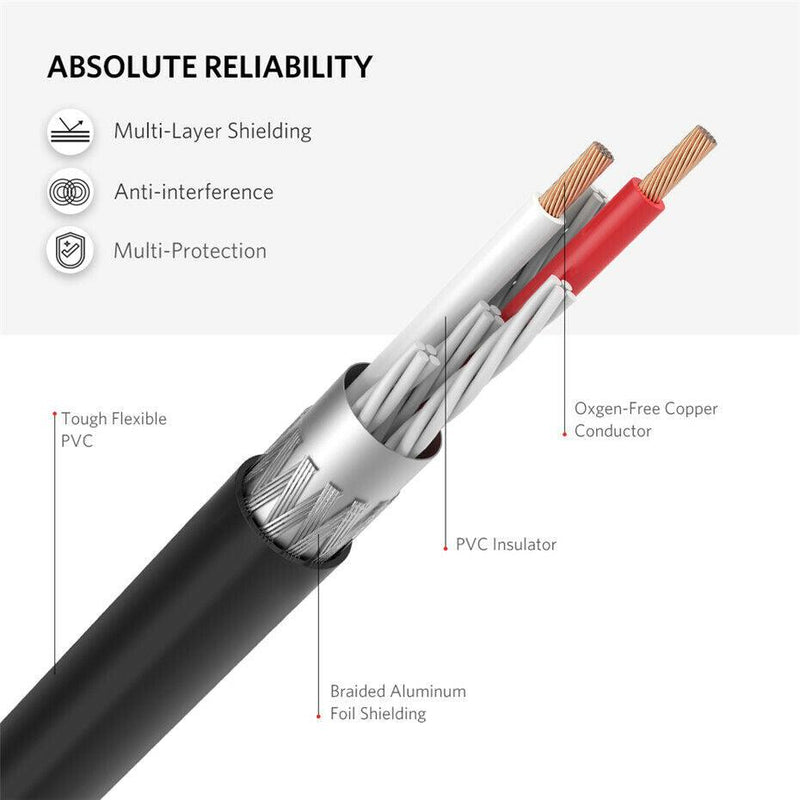 UGREEN RCA Cable 2RCA Female to 3.5mm Male Adapter Phono Stereo Audio Cable - 20cm