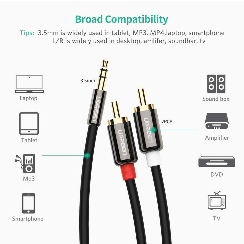UGREEN RCA to 3.5mm Cable Aux to 2RCA Phono Audio Y Splitter