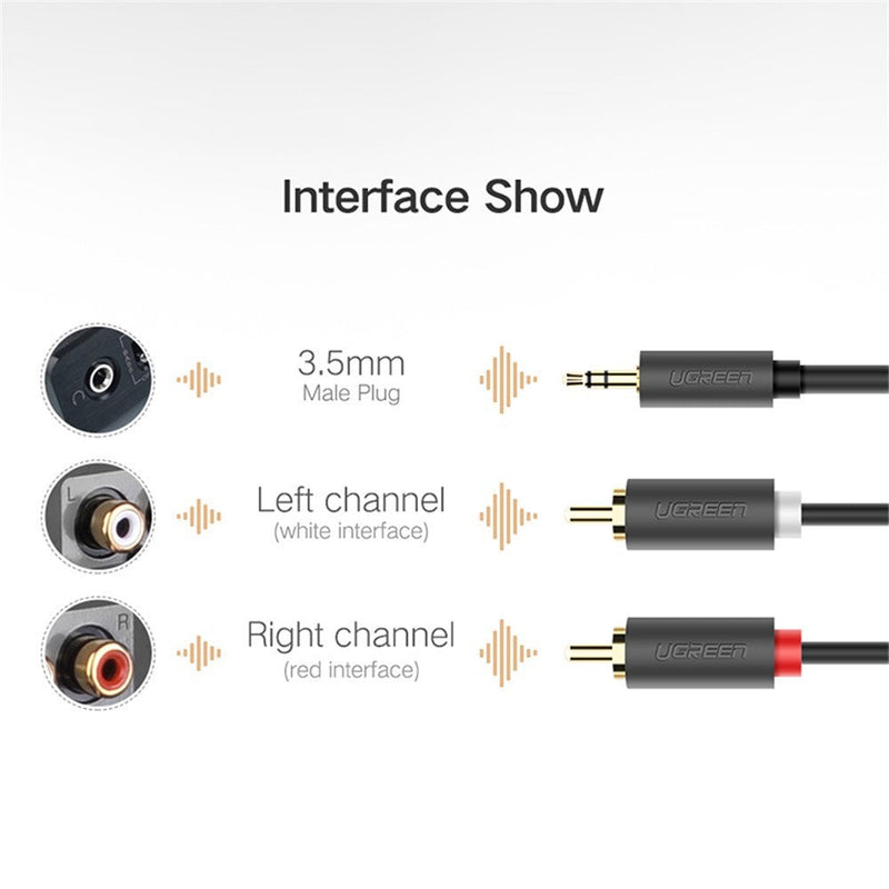 UGREEN RCA to 3.5mm Cable Aux to 2RCA Phono Y Splitter Audio PVC Cord