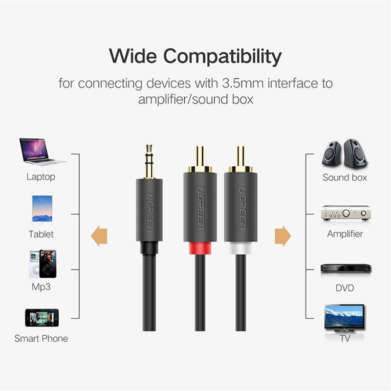 UGREEN RCA to 3.5mm Cable Aux to 2RCA Phono Y Splitter Audio PVC Cord
