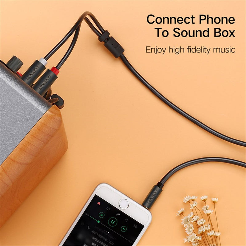 UGREEN RCA to 3.5mm Cable Aux to 2RCA Phono Y Splitter Audio PVC Cord