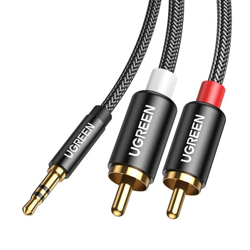 UGREEN RCA to 3.5mm Cable Braided Aux to 2RCA Phono Audio Y Splitter