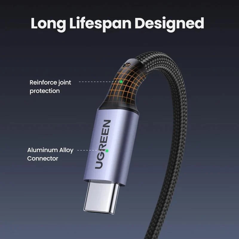 UGREEN Right Angle USB-C to USB-C Fast Charger Cable 100W PD 5A Charging