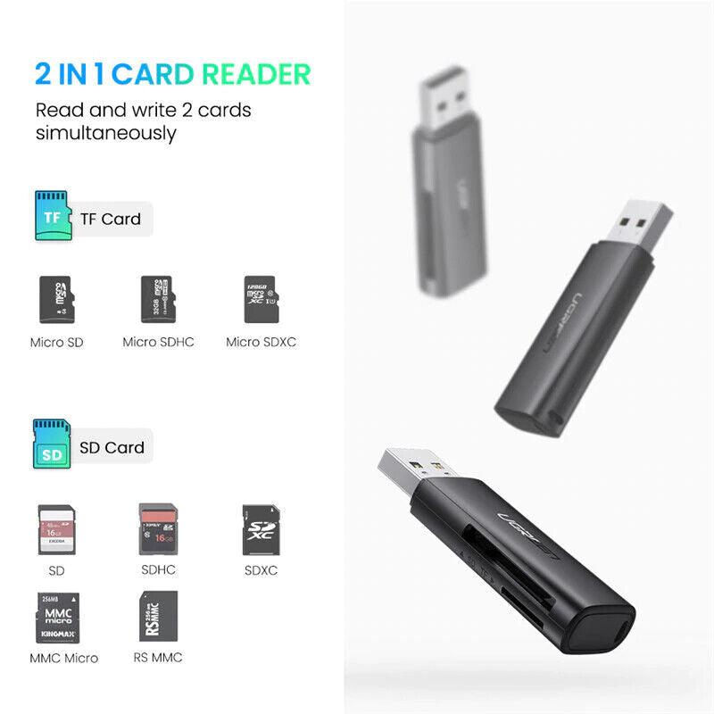 UGREEN SD Card Reader USB 3.0 5Gbps SD TF Memory Card Adapter with Keychain