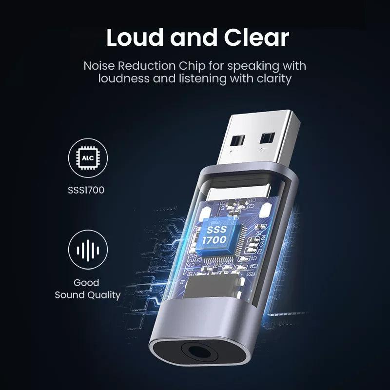 UGREEN Sound Card Audio Adapter USB to 3.5mm Aux External Converter
