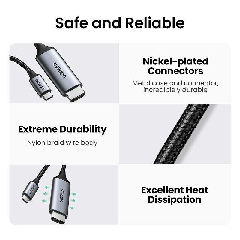 UGREEN USB-C 3.1 to HDMI Cable 4K 60Hz Type-C to HDMI Thunderbolt 3 Compatible