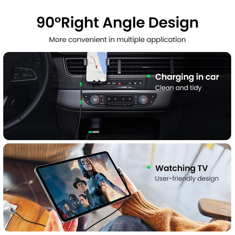 UGREEN Double Right Angle USB-C Fast Charger Cable 18W 3A Charging