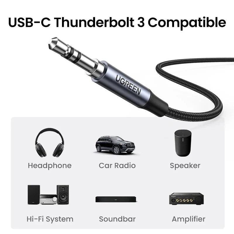 UGREEN USB C to 3.5mm Aux Headphones Audio DAC Adapter Cable (1m)