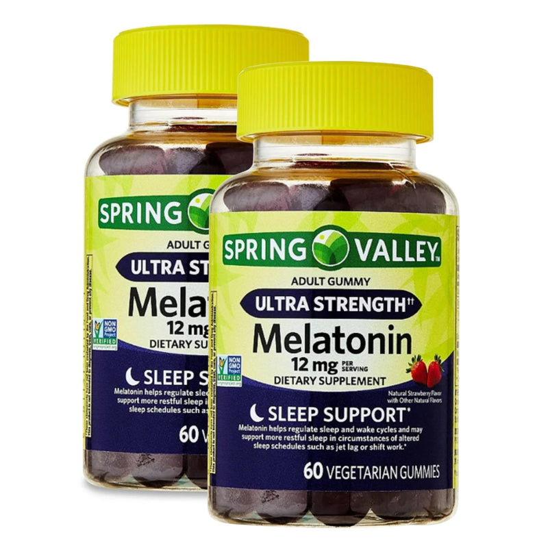 Ultra Strength Melatonin 12mg Gummies – Strawberry, 60 Gummies (Pack of 2)