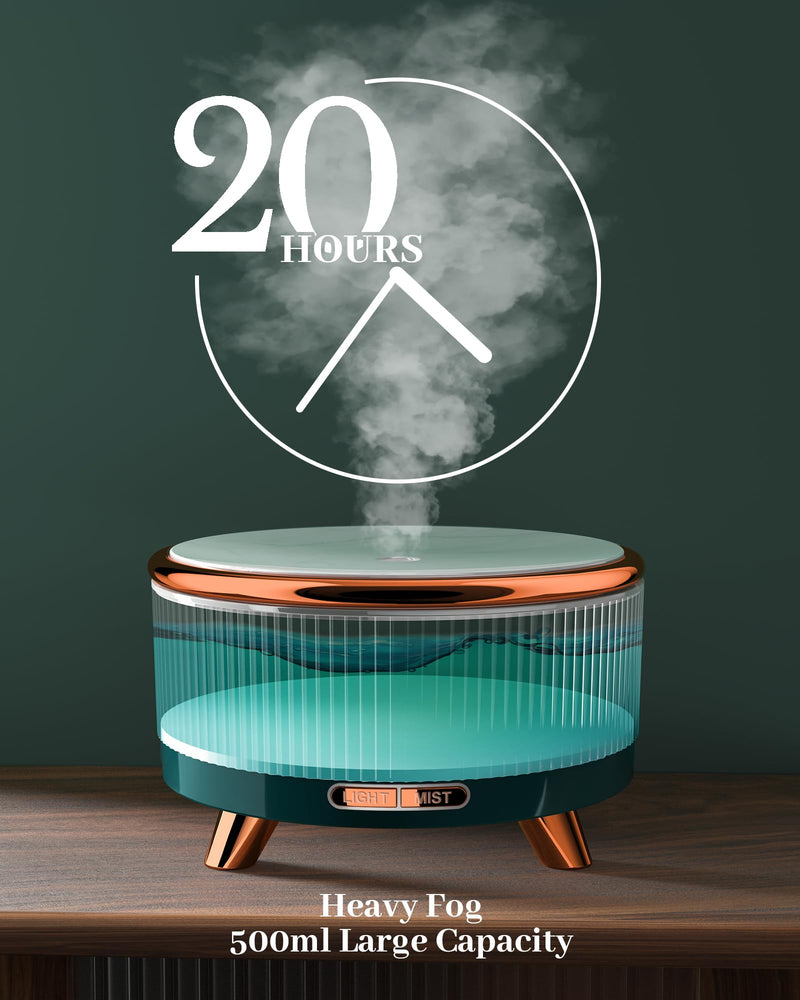 Essential Oil Diffuser for Home - 500ml, Large Room, 7-Color Changing LED