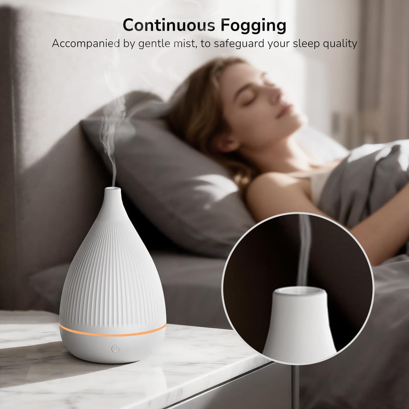 Ultrasonic Essential Oil Diffuser with Auto Shut-Off, Color-Changing Night Light – BPA-Free Portable Humidifier (White)