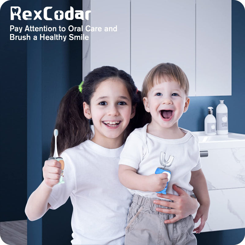 Ultrasonic Kid's U-Shaped Electric Toothbrush - IPX7, 5 Modes, 60s Timer (Azure Blue, Ages 2-6)