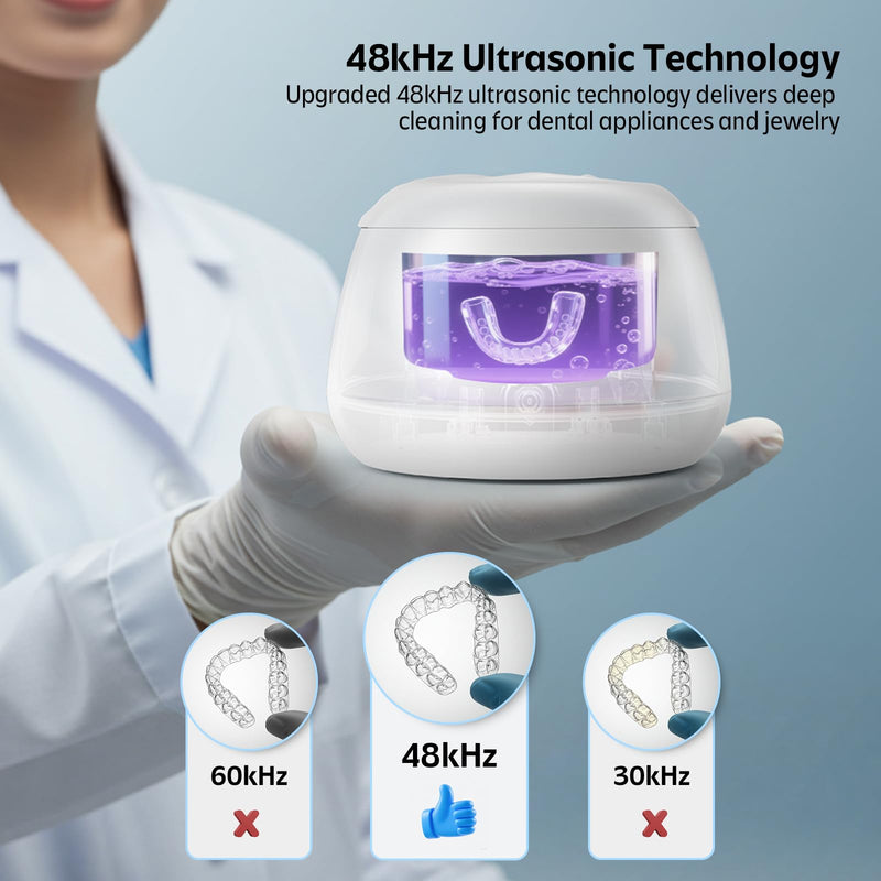 Ultrasonic Retainer Cleaner 48kHz – Pink 200ML Cleaning Pod for Aligners, Trays & Braces