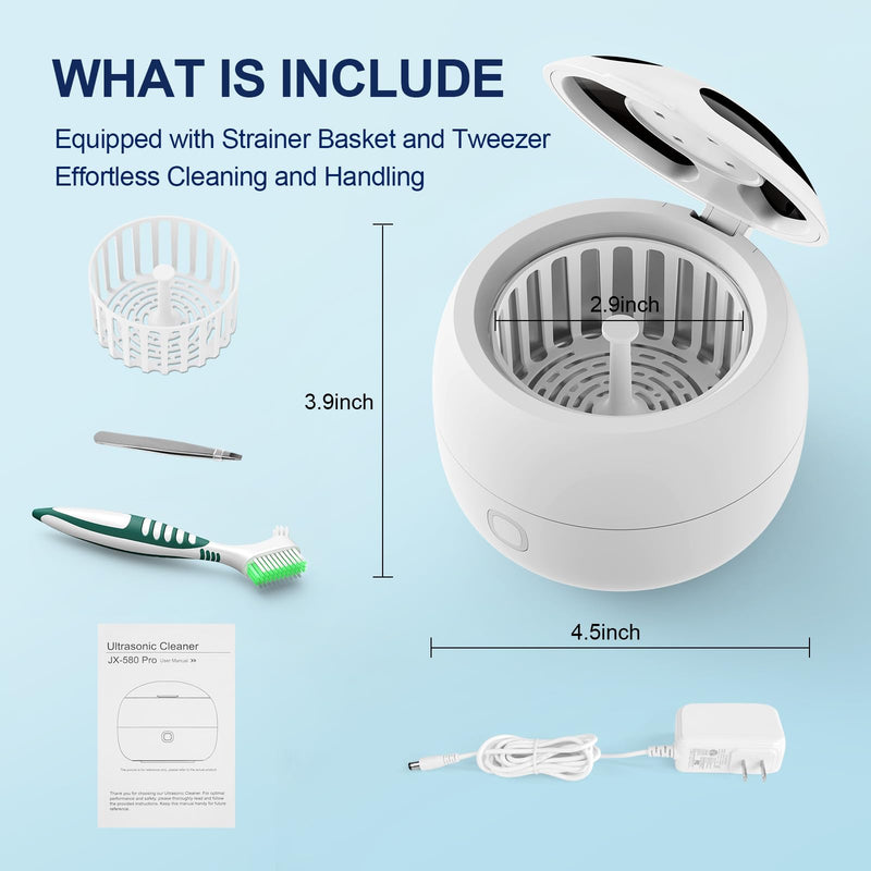 2025 Ultrasonic Retainer Cleaner 45kHz – 24W, 200ml, 4 Modes